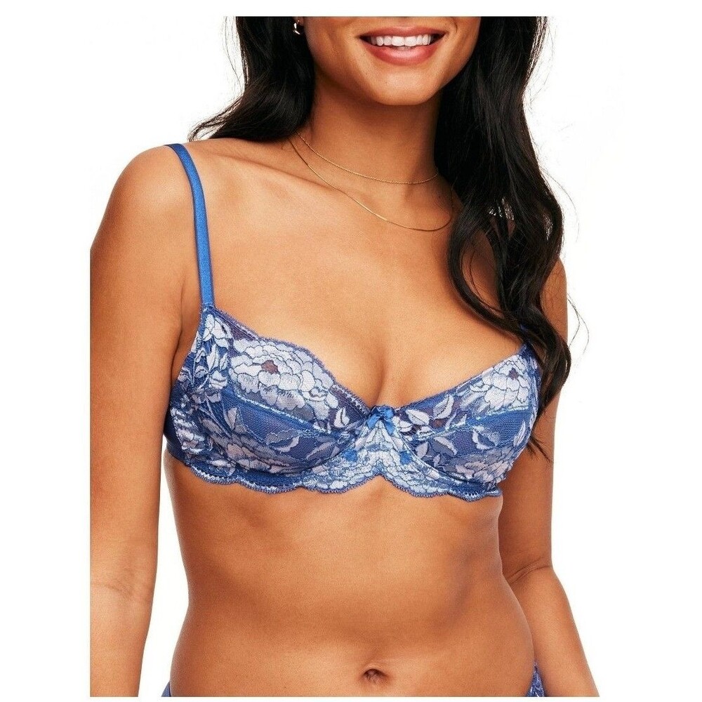 Adore Me Womens Size 36C Unlined Chelsi Demi Bra Amparo Blue Lace